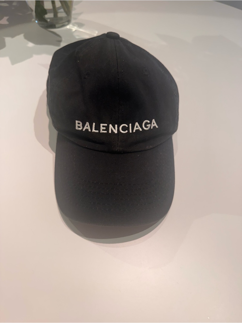 Balenciaga Black Baseball Cap with White Logo